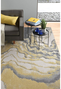 Roma Yellow Modern Abstract Rug