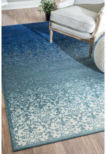 Roma Blue Transitional Floral Rug