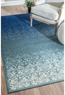 Roma Blue Transitional Floral Rug