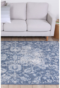 Ryan Blue Distressed Floral Rug