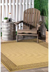 Sama Beige Greek Key Border Rug