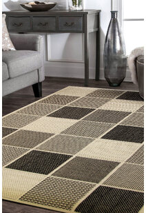 Storm Ivory Square Pattern Rug