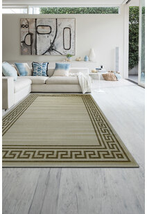 Soleil Beige Greek Key Border Rug