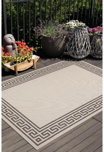 Soleil Ivory Greek Key Border Rug