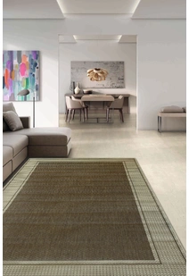 Soleil Tan Border Flatweave Rug