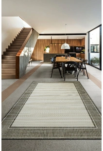 Soleil Beige Border Flatweave Rug
