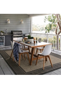 Soleil Black Border Flatweave Rug