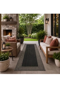 Soleil Beige Border Flatweave Rug