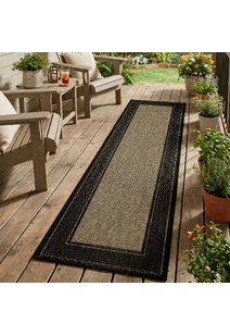 Soleil Black Border Flatweave Rug