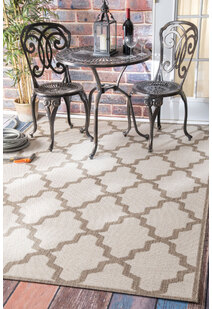 Subi Beige Trellis Flatweave Rug