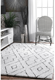 Symphony Moroccan White Shag Rug