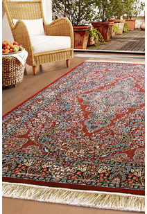 Tapis Red Traditional Fringed Rug