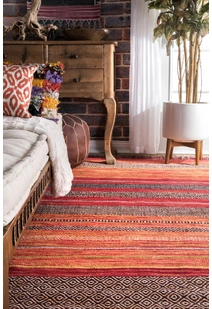 Tami Red Striped Flatweave Rug