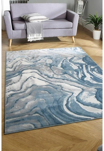 Torino Blue Monet Abstract Rug