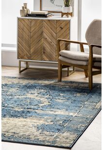 Una Blue Medallion Faded Rug